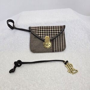 Vintage Lauren Ralph Lauren Monogram Houndstooth Glen Brass Hangtag Card Holder